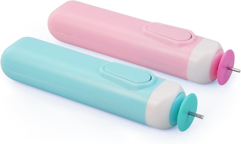 Flylin 2PCS Electric Quilling Pen, Electric Slotted Tool Electric Quilling Pen Automated Paper Volume, Curling Pen for Paper Rolling Crafts General Quilling Paper Strips and Wider Paper Strips (Blue&Pink) - Image 2